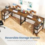 DUMOS L Shaped Desk 47 Inch Computer Desk Gaming Furniture Corner Desks Home Office PC Table with Reversible Storage Shelves for Writing Working Study Bedroom Dorm, Rustic Brown