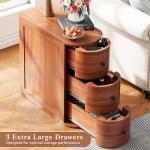 Mid-Century Modern Nightstand, Wood Night Stand with 3 Storage Drawers, Curved Bedside Table for Small Spaces, Bedroom, Living Room, Walnut