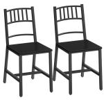 HOOBRO Dining Chairs Set of 2, Wooden Kitchen Chairs with Metal Frame, Industrial Dining Chairs with Back, Easy to Assemble, Farmhouse Dining Chairs for Living Room, Black BB39CD01