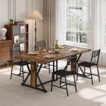 HOOBRO Dining Chairs Set of 2, Wooden Kitchen Chairs with Metal Frame, Industrial Dining Chairs with Back, Easy to Assemble, Farmhouse Dining Chairs for Living Room, Black BB39CD01