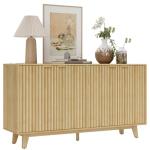HOMCOM Fluted Sideboard Buffet Cabinet, 55" Modern Accent Console Cabinet with 4 Doors, 2 Adjustable Shelves and 5 Wood Legs, Oak