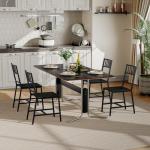 HOOBRO Dining Chairs Set of 2, Wooden Kitchen Chairs with Metal Frame, Industrial Dining Chairs with Back, Easy to Assemble, Farmhouse Dining Chairs for Living Room, Black BB39CD01