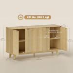 HOMCOM Fluted Sideboard Buffet Cabinet, 55" Modern Accent Console Cabinet with 4 Doors, 2 Adjustable Shelves and 5 Wood Legs, Oak