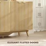 HOMCOM Fluted Sideboard Buffet Cabinet, 55" Modern Accent Console Cabinet with 4 Doors, 2 Adjustable Shelves and 5 Wood Legs, Oak