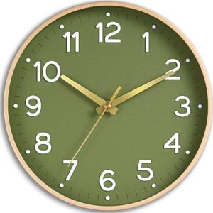 Roymnie Wall Clock 12 Inch Silent Green Wall Clocks Battery Operated- Modern Non Ticking Analog Clock Decorative for Living Room Bedroom Office Kitchen(Gold)
