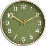 Roymnie Wall Clock 12 Inch Silent Green Wall Clocks Battery Operated- Modern Non Ticking Analog Clock Decorative for Living Room Bedroom Office Kitchen(Gold)