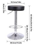KKTONER Round Bar Stool PU Leather with Footrest Height Adjustable Swivel Pub Chair Home Kitchen Bar stools Backless Stool (Black)