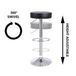 KKTONER Round Bar Stool PU Leather with Footrest Height Adjustable Swivel Pub Chair Home Kitchen Bar stools Backless Stool (Black)
