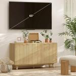 HOMCOM Fluted Sideboard Buffet Cabinet, 55" Modern Accent Console Cabinet with 4 Doors, 2 Adjustable Shelves and 5 Wood Legs, Oak