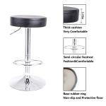 KKTONER Round Bar Stool PU Leather with Footrest Height Adjustable Swivel Pub Chair Home Kitchen Bar stools Backless Stool (Black)