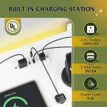 WLIVE 6 Drawer Led Dresser for Bedroom, 51" White Wood Dresser Storage Organizer with Charging Station for 55" TV, Dressers with Open Shelves, Hanging Rack, Chest of Drawers for Closet, Living Room