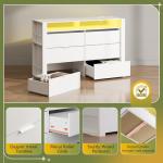 WLIVE 6 Drawer Led Dresser for Bedroom, 51" White Wood Dresser Storage Organizer with Charging Station for 55" TV, Dressers with Open Shelves, Hanging Rack, Chest of Drawers for Closet, Living Room