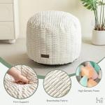 HIGOGOGO Pouf Ottoman Stuffed Round Modern Foam Filled Foot Rest Poufs for Living Room Chair Decorative 20 X 15 Inches Boho Relax Stool for Wedding Christmas Party, Beige