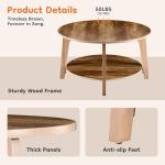 OLIXIS Round Coffee Table, 32'' Wood Coffee Tables for Living Room with Storage, 2-Tier Center Circle Counter with Wooded Desktop, 50 lbs Capacity, Anti-Slip Feet, Modern Farmhouse Design, Brown