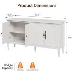 RoyalCraft 59" Buffet Cabinet with Storage, Vintage Sideboard with Adjustable Shelves & Carved Handle, Mid Century Modern Painted Credenza Coffee Bar for Kitchen, Dining Room, Satin White