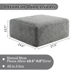 Corduroy Ottoman, Modern Boneless Cloud Foot Rest Foam Support, Oversized Modular Sectional Sofa Stool for Living Room, Bedroom & Small Spaces, No Assembly Required (Light Gray, Ottoman)