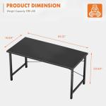 Sweetcrispy Computer Office Desk 55 Inch Student Study Writing Work with Metal Frame Wood Tabletop Modern Simple PC Home Bedroom Table - Black