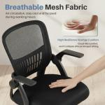 DUMOS Home Office Computer Chair - Ergonomic Mid Back Desk with Lumbar Support and Rocking Mode, Height Adjustable with Flip-up Armrest, for Conference Meeting Room, 360° Swivel, Adults, Black