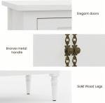 RoyalCraft 59" Buffet Cabinet with Storage, Vintage Sideboard with Adjustable Shelves & Carved Handle, Mid Century Modern Painted Credenza Coffee Bar for Kitchen, Dining Room, Satin White