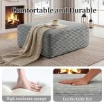Corduroy Ottoman, Modern Boneless Cloud Foot Rest Foam Support, Oversized Modular Sectional Sofa Stool for Living Room, Bedroom & Small Spaces, No Assembly Required (Light Gray, Ottoman)