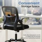 DUMOS Home Office Computer Chair - Ergonomic Mid Back Desk with Lumbar Support and Rocking Mode, Height Adjustable with Flip-up Armrest, for Conference Meeting Room, 360° Swivel, Adults, Black