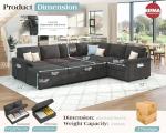 VanAcc 105" Sofa Bed, Sectional Sleeper Sofa with Pull Out Bed/Reclining Backrest, Sleeper Couch Bed with Storage, 6 Seater Couch Bed for Living Room, Chenille Dark Gray