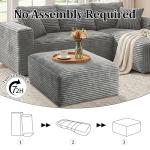 Corduroy Ottoman, Modern Boneless Cloud Foot Rest Foam Support, Oversized Modular Sectional Sofa Stool for Living Room, Bedroom & Small Spaces, No Assembly Required (Light Gray, Ottoman)