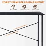 Sweetcrispy Computer Office Desk 55 Inch Student Study Writing Work with Metal Frame Wood Tabletop Modern Simple PC Home Bedroom Table - Black