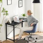 Sweetcrispy Computer Office Desk 55 Inch Student Study Writing Work with Metal Frame Wood Tabletop Modern Simple PC Home Bedroom Table - Black