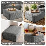 Corduroy Ottoman, Modern Boneless Cloud Foot Rest Foam Support, Oversized Modular Sectional Sofa Stool for Living Room, Bedroom & Small Spaces, No Assembly Required (Light Gray, Ottoman)