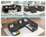 VanAcc 105" Sofa Bed, Sectional Sleeper Sofa with Pull Out Bed/Reclining Backrest, Sleeper Couch Bed with Storage, 6 Seater Couch Bed for Living Room, Chenille Dark Gray