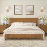 Cozyman Wood Platform Bed Frame King Size with Headboard, Camas King, Acacia Wood, No Box Spring Needed, Easy Assembly, Dark Wood