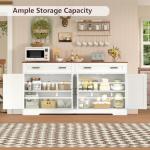 usikey Buffet Cabinet with Storage and Drawers, 55" Large Sideboard Buffet Cabinet with Adjustable Shelves and Doors, Modern Coffee Bar for Kitchen, Living Room, White