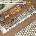 usikey Buffet Cabinet with Storage and Drawers, 55" Large Sideboard Buffet Cabinet with Adjustable Shelves and Doors, Modern Coffee Bar for Kitchen, Living Room, White