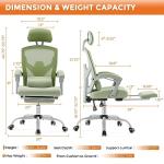 Sweetcrispy Office Computer Desk Chair, Ergonomic High-Back Mesh Rolling Work Swivel Chairs with Wheels, Comfortable Lumbar Support, Comfy Arms for Home, Bedroom, Study, Student, Green