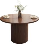 47 Inch Round Dining Table, Farmhouse Fluted Dining Kitchen Table, Modern Wood Small Circle Dining Table for Kitchen Living Room, Walnut