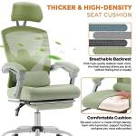 Sweetcrispy Office Computer Desk Chair, Ergonomic High-Back Mesh Rolling Work Swivel Chairs with Wheels, Comfortable Lumbar Support, Comfy Arms for Home, Bedroom, Study, Student, Green