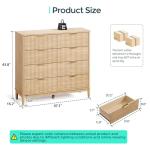 LINSY HOME Fluted Dresser for Bedroom with 8 Drawers, 47" Wide Mid Century Modern Dressers, Tall Boho Chest of Drawers, Large Wood Accent Storage Cabinet for Living Room, Curved Profile Design, Oak