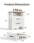 Amada Farmhouse Nightstand with Charging Station, Set of 1, Bedside Table with 2 Drawers, USB A Port, USB C Port& 2 AC Outlets, Rustic Farmhouse End Table for Bedroom, Brown & White