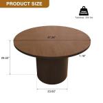 47 Inch Round Dining Table, Farmhouse Fluted Dining Kitchen Table, Modern Wood Small Circle Dining Table for Kitchen Living Room, Walnut