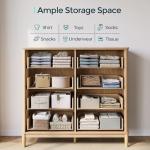 LINSY HOME Fluted Dresser for Bedroom with 8 Drawers, 47" Wide Mid Century Modern Dressers, Tall Boho Chest of Drawers, Large Wood Accent Storage Cabinet for Living Room, Curved Profile Design, Oak