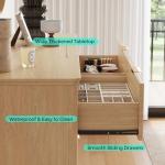 LINSY HOME Fluted Dresser for Bedroom with 8 Drawers, 47" Wide Mid Century Modern Dressers, Tall Boho Chest of Drawers, Large Wood Accent Storage Cabinet for Living Room, Curved Profile Design, Oak