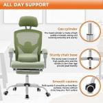 Sweetcrispy Office Computer Desk Chair, Ergonomic High-Back Mesh Rolling Work Swivel Chairs with Wheels, Comfortable Lumbar Support, Comfy Arms for Home, Bedroom, Study, Student, Green