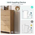 LINSY HOME Fluted Dresser for Bedroom with 8 Drawers, 47" Wide Mid Century Modern Dressers, Tall Boho Chest of Drawers, Large Wood Accent Storage Cabinet for Living Room, Curved Profile Design, Oak