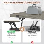 Itaar 40" Lift Top Coffee Table, 4 in 1 Coffee Tables with Storage Cabinet for Living Room, Small Farmhouse Coffee Table with 2 Fabric Drawers & LED Light for Dining Room, Grey