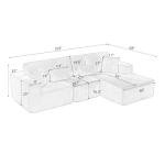 109" Modular L-Shaped Corner Cloud Sofa Corduroy Modular Couches with Deep Seat, 3 Pieces Compressed Boneless Sofa W/Right Chaise Lounge and 4 Pillows for Living Room