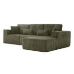 109" Modular L-Shaped Corner Cloud Sofa Corduroy Modular Couches with Deep Seat, 3 Pieces Compressed Boneless Sofa W/Right Chaise Lounge and 4 Pillows for Living Room