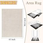 SHACOS Soft Cozy Fluffy Arch Pattern High-Low Pile Textured Area Rug 5'3"x7'3" Non Slip Washable Modern Geometric Rug Stain Resistant Contemporary Carpet for Living Room Bedroom Dining Room, Beige