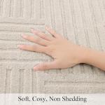 SHACOS Soft Cozy Fluffy Arch Pattern High-Low Pile Textured Area Rug 5'3"x7'3" Non Slip Washable Modern Geometric Rug Stain Resistant Contemporary Carpet for Living Room Bedroom Dining Room, Beige