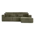 109" Modular L-Shaped Corner Cloud Sofa Corduroy Modular Couches with Deep Seat, 3 Pieces Compressed Boneless Sofa W/Right Chaise Lounge and 4 Pillows for Living Room